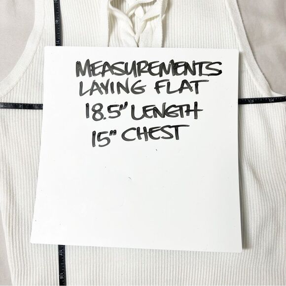 Guess  Women’s Size Large White Sydney Ribbed Sleeveless Sweater Lace Up Placket - Picture 11 of 12